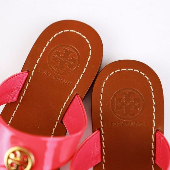 NIB Tory Burch CAMERON Patent Leather Thong Pink 5 - Picture 5 of 11